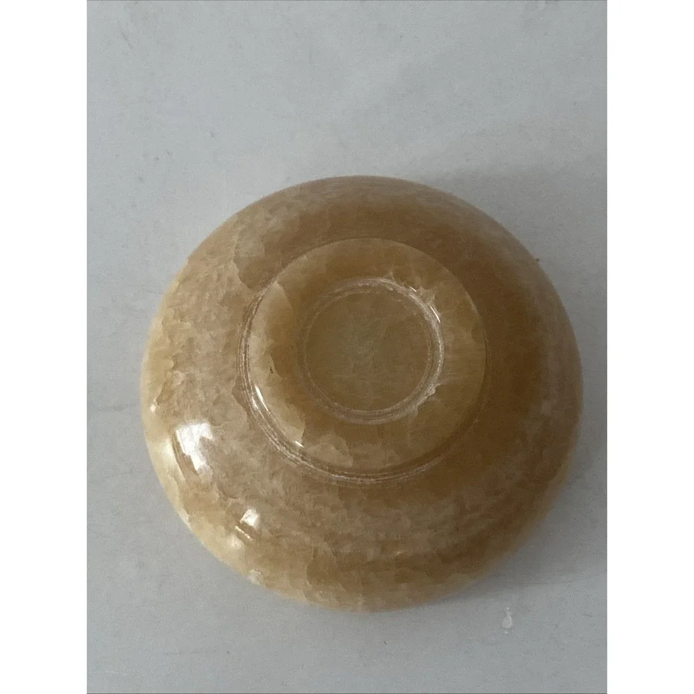 4 inch 100%Natural Chinese Yellow Jade Bowl Carved Diameter